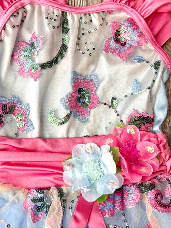 Weissman XSC 4T Dance Dress Style 10822 Pink Blue Sequin Tulle Costume - Picture 4 of 10